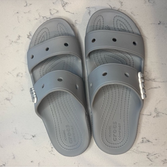 CROCS Light Gray Slide Sandals - Picture 2 of 7